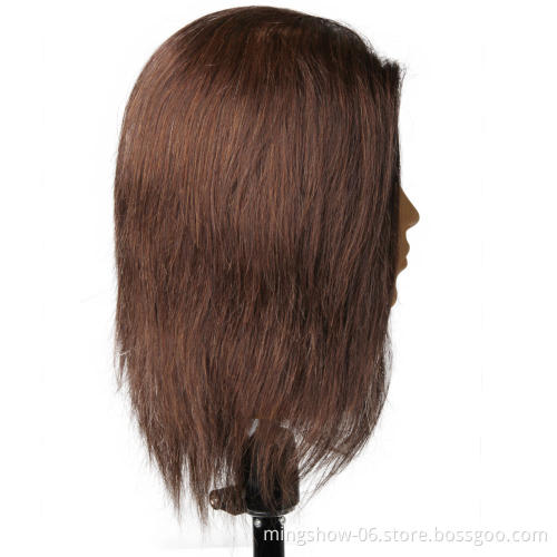 100% Human Hair Male Manikin Head Hairdresser Training Head for Styling Dye Cutting Braiding Hair Styling Training Dummy Head
